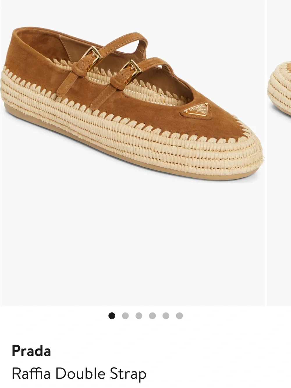 Prada Rama Raffia Double Strap Mary Jane Flat Brown Suede 10US 40EU New $1250